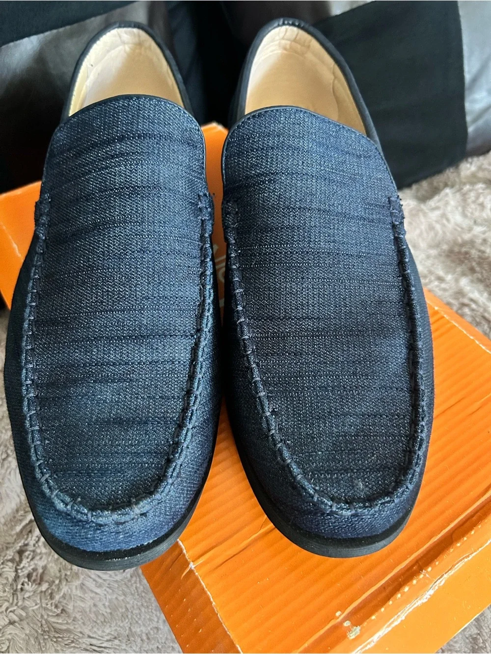 Elite Men's Navy Slip-On Loafers
